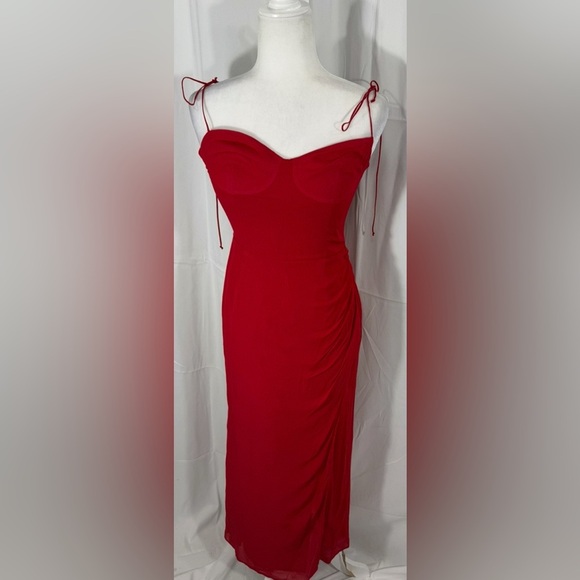 Reformation Kourtney Cherry Sweetheart Neck Ruched Maxi Dress Size 4 NWT - Picture 2 of 11
